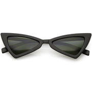 zeroUV Women's Fashion Retro Triangle Cat Eye Sunglasses C570 Sunglasses White Smoke Matte Black Green