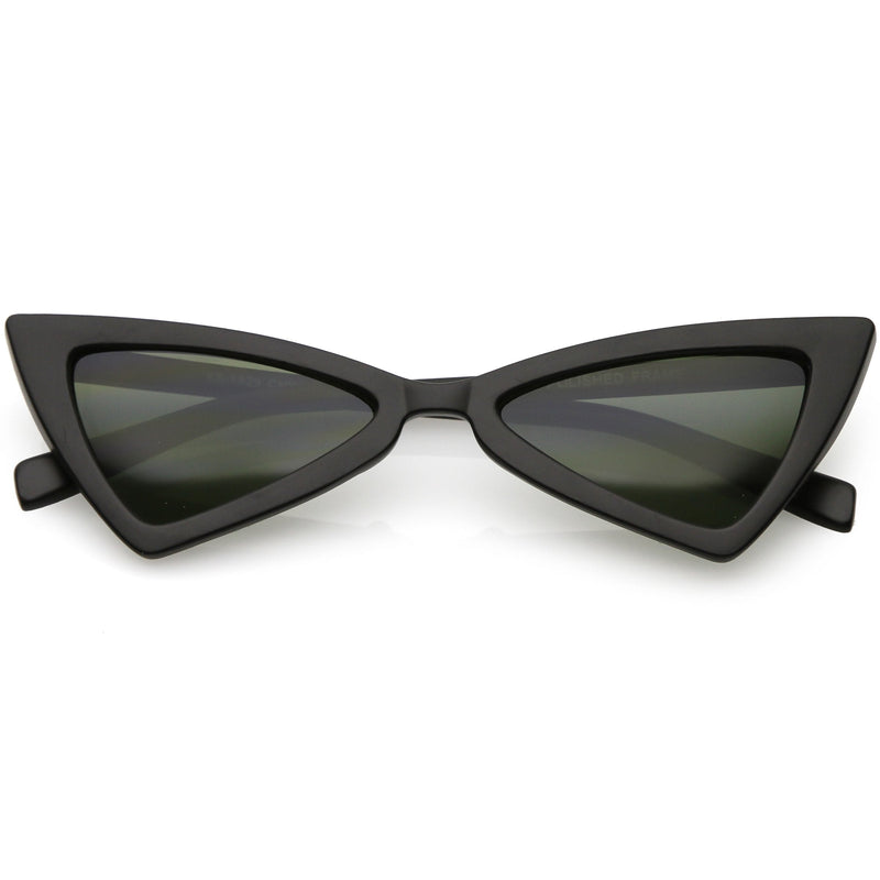 zeroUV Women's Fashion Retro Triangle Cat Eye Sunglasses C570 Sunglasses White Smoke Matte Black Green