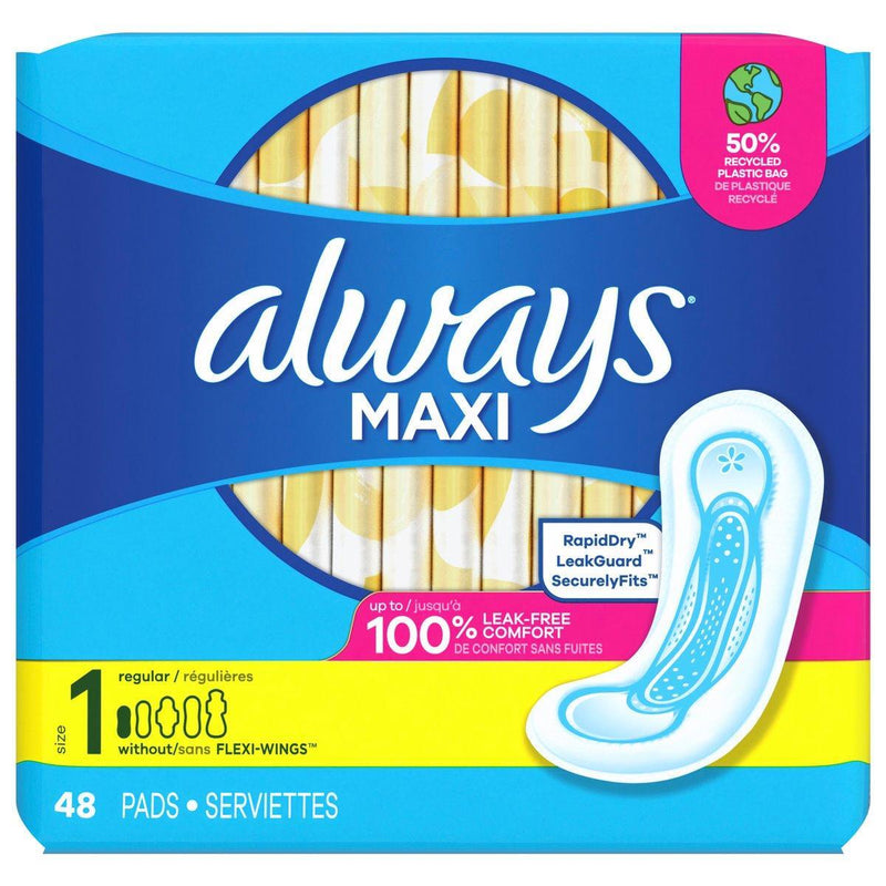 Always Always Maxi Pads Without Wings, Unscented, Regular, Size 1 Health & Beauty Dark Slate Blue