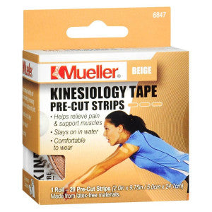 Mueller Mueller Kinesiology Tape Pre-Cut Strips Beige Health & Beauty White Smoke