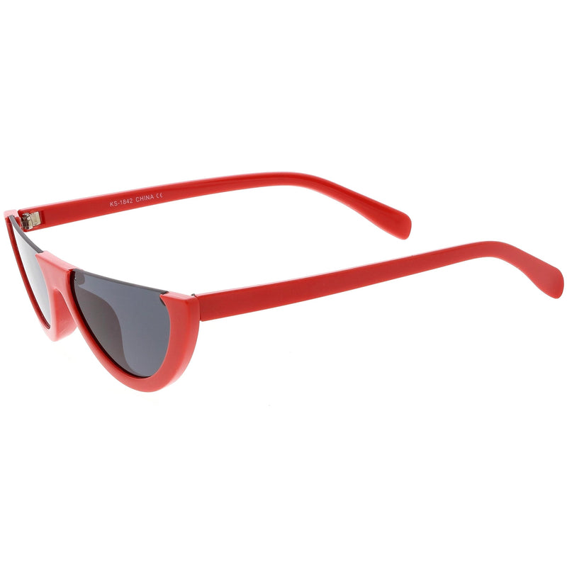 zeroUV Retro 90's Flat Top Moon Shape Cat Eye Sunglasses C569 Sunglasses White Smoke Red Smoke,White Smoke,Black Smoke,Matte Black Green,Tortoise Brown