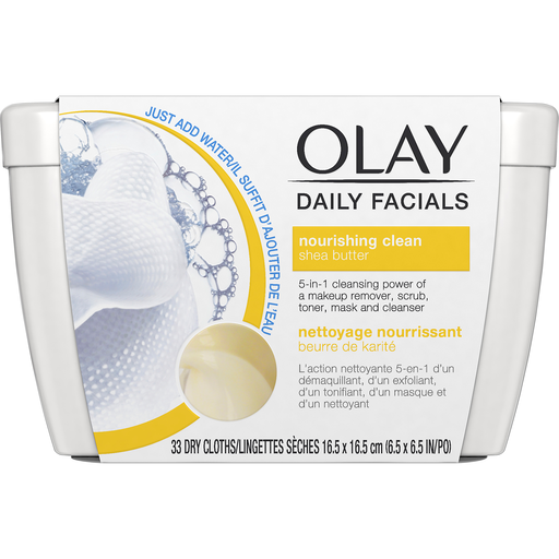 Olay Olay Daily Facial Nourishing Cleansing Cloths Tub W/ Shea Butter, Makeup Remover Drop Cloths Lavender