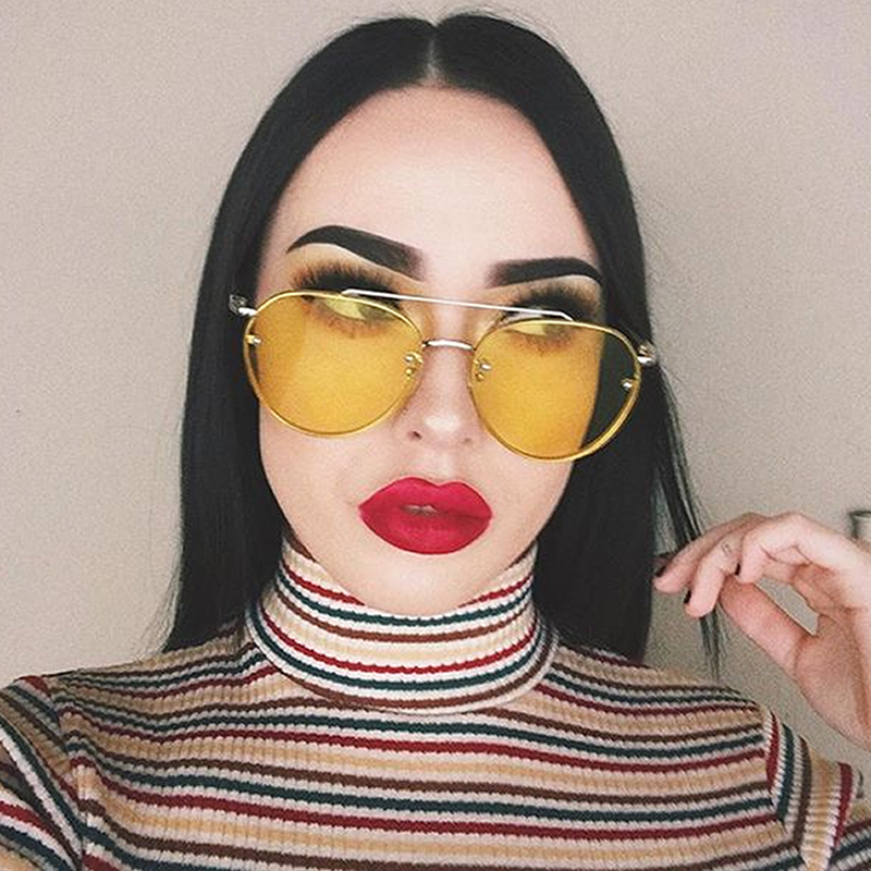 zeroUV Retro Modern Rimless Flat Color Lens Aviator Sunglasses A826 Sunglasses Gray Silver Yellow,Silver Blue,Silver Red,Gold Pink,Gold Purple