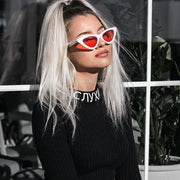 zeroUV Women's Retro Side Angle Cat Eye Color Lens Sunglasses C510 Sunglasses Black White Red,White Blue,White Purple,White Pink,White Green