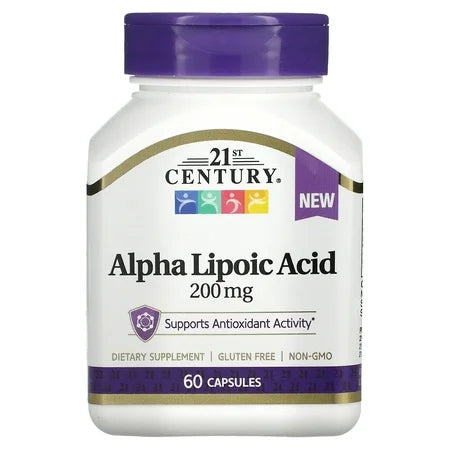21st Century 21st Century Healthcare Alpha Lipoic Acid 200 mg, 60 Count Vegetarian Capsules Health Care White Smoke