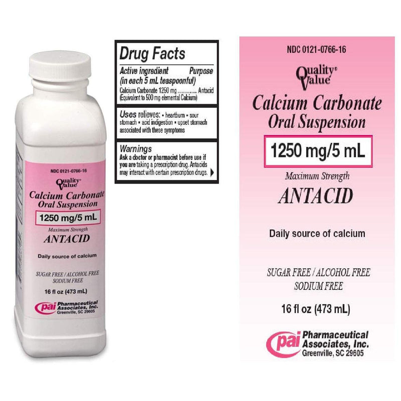 Quality Value Quality Value Calcium Carbonate Oral Suspension 1250Mg/5 Ml - 16 Oz Vitamins & Supplements White Smoke