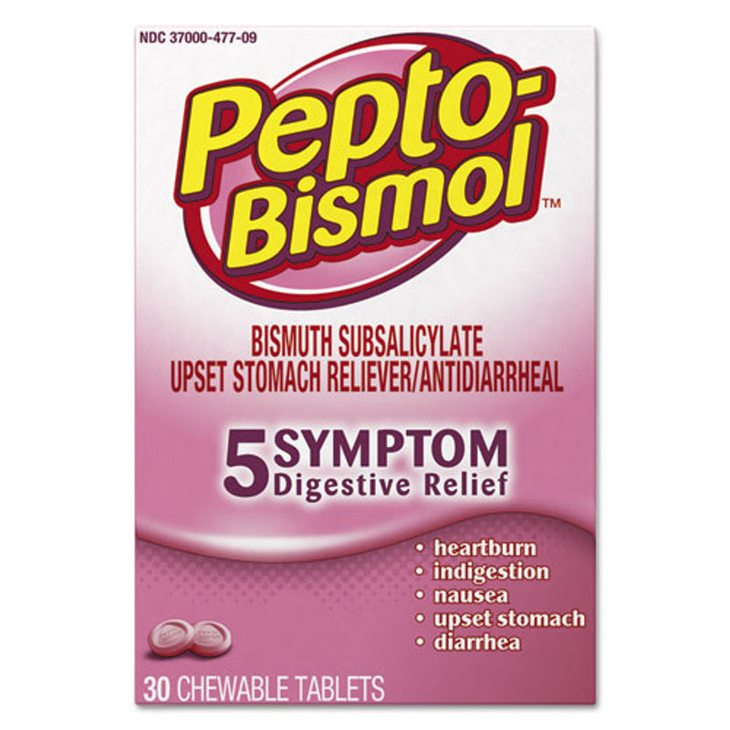 Pepto-Bismol Pepto-Bismol Chewable Tablets For Nausea, Heartburn, Indigestion, Upset Stomach, And Diarrhea - 5 Symptom Fast Relief, Original Flavor Medicine & Drugs Pale Violet Red