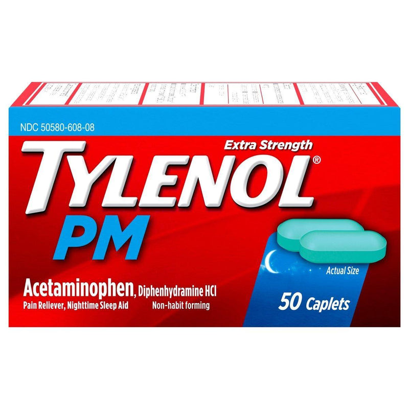 Tylenol PM Tylenol PM Extra Strength Nighttime Pain Reliever & Sleep Aid Caplets, 500 Mg Personal Care Red