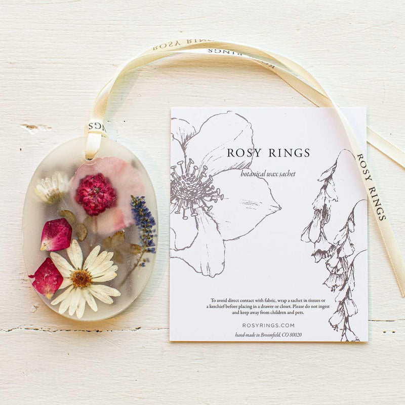 Rosy Rings Petite Sachet - Apricot Rose Sachet Antique White
