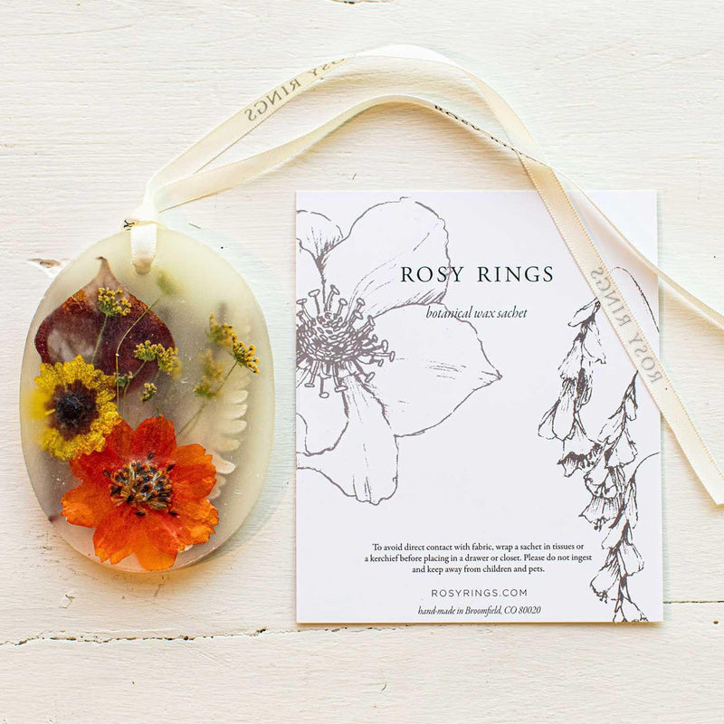 Rosy Rings Petite Sachet - Honey Tobacco Sachet Antique White