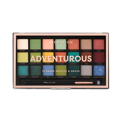 Profusion Cosmetics 21 Shade Palette - Adventurous Eyes Tan