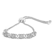 Bids.com .925 Sterling Silver 1/6 Cttw Diamond X and O Bolo Bracelet Bracelets White Smoke White.Sterling Silver / 9.5