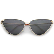 zeroUV Oversize Thin Metal Cat Eye Butterfly Frame Sunglasses C201 Sunglasses White Smoke Gold Smoke