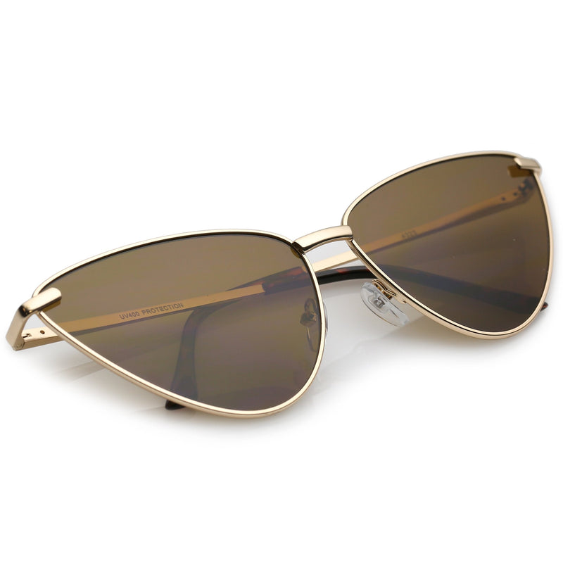 zeroUV Oversize Thin Metal Cat Eye Butterfly Frame Sunglasses C201 Sunglasses White Smoke Black Smoke,Silver Smoke,Gold Smoke,Gold Brown