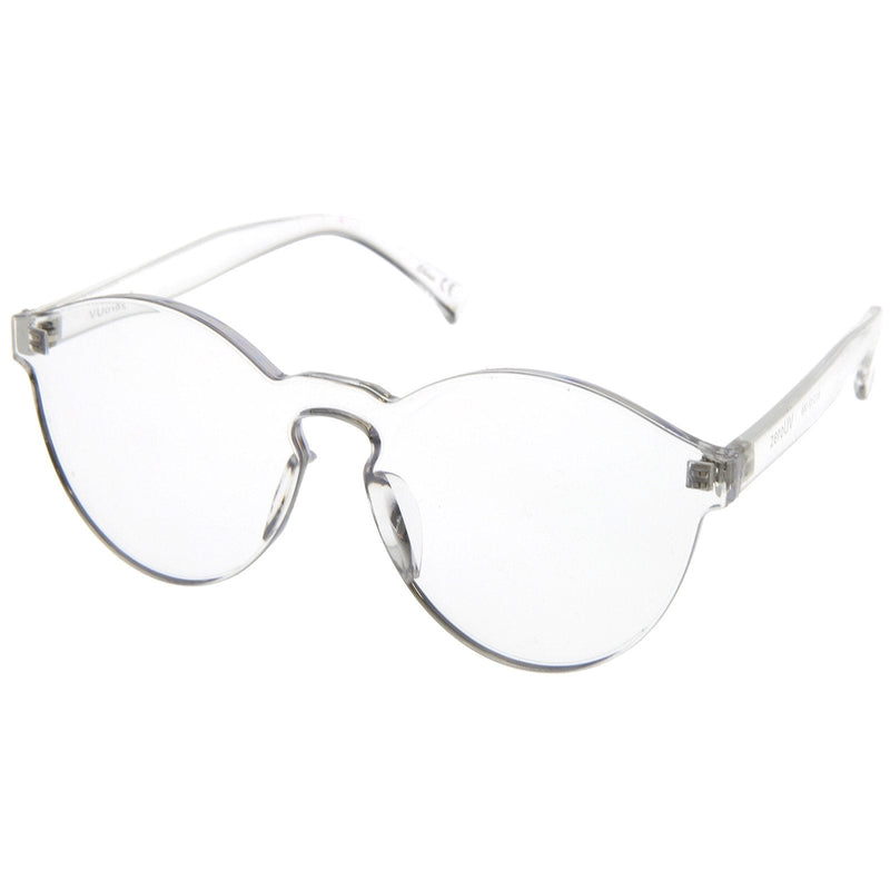 zeroUV Mono Block Rimless PC Color Tone Lens Sunglasses A555 Sunglasses White Smoke Red,Blue,Pink,Orange,Smoke,Clear,Dark Pink,Black,Yellow