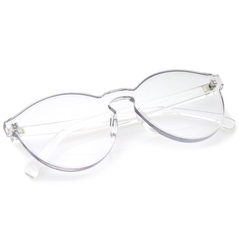 zeroUV Mono Block Rimless PC Color Tone Lens Sunglasses A555 Sunglasses White Smoke Red,Blue,Pink,Orange,Smoke,Clear,Dark Pink,Black,Yellow