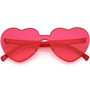 zeroUV Women's Heart Shape Color Tone Monoblock Sunglasses C578 Sunglasses White Smoke Red