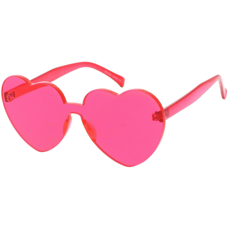 zeroUV Women's Heart Shape Color Tone Monoblock Sunglasses C578 Sunglasses White Smoke Orange,Red,Pink,Yellow,Purple,Smoke