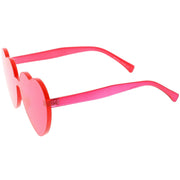 zeroUV Women's Heart Shape Color Tone Monoblock Sunglasses C578 Sunglasses White Smoke Orange,Red,Pink,Yellow,Purple,Smoke