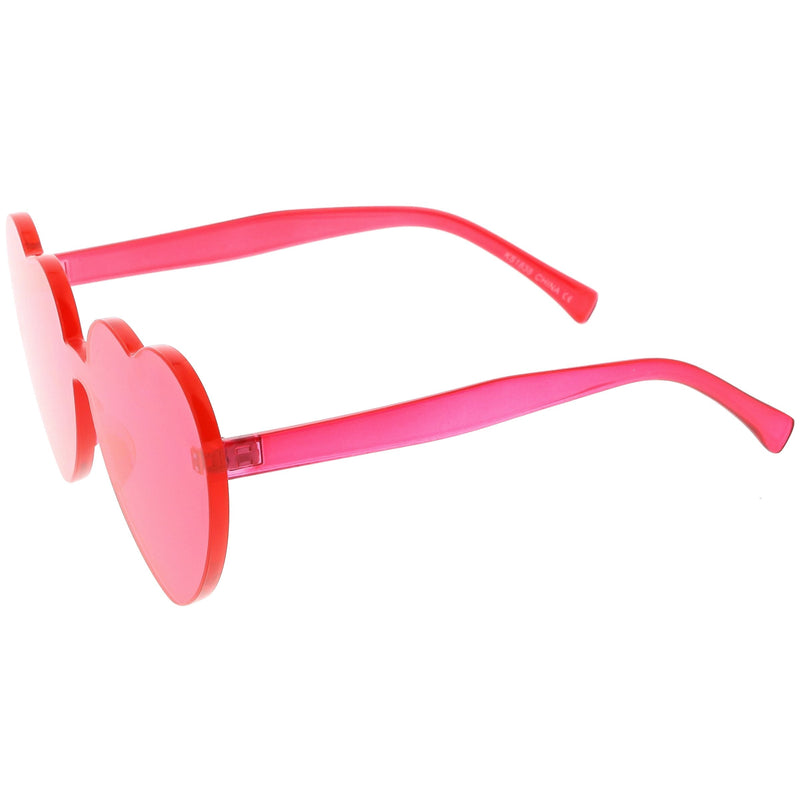 zeroUV Women's Heart Shape Color Tone Monoblock Sunglasses C578 Sunglasses White Smoke Orange,Red,Pink,Yellow,Purple,Smoke