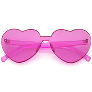 zeroUV Women's Heart Shape Color Tone Monoblock Sunglasses C578 Sunglasses White Smoke Pink