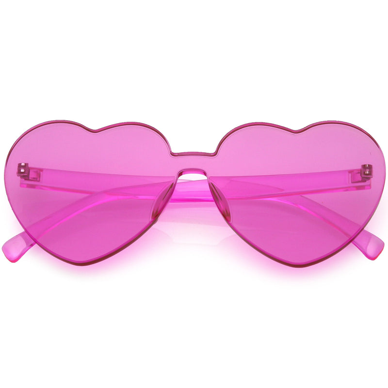 zeroUV Women's Heart Shape Color Tone Monoblock Sunglasses C578 Sunglasses White Smoke Orange,Red,Pink,Yellow,Purple,Smoke