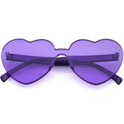 zeroUV Women's Heart Shape Color Tone Monoblock Sunglasses C578 Sunglasses White Smoke Purple