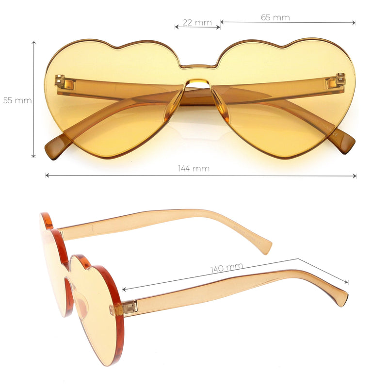 zeroUV Women's Heart Shape Color Tone Monoblock Sunglasses C578 Sunglasses White Smoke Orange,Red,Pink,Yellow,Purple,Smoke