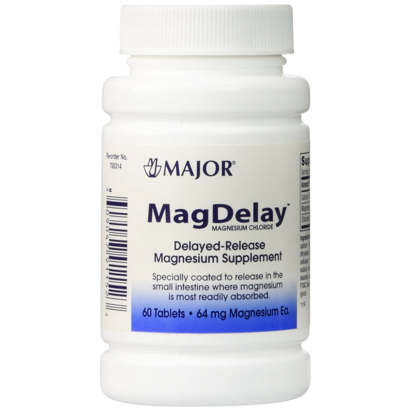 Major Pharmaceuticals Major Pharmaceuticals MagDelay 64mg Delayed-Release Magnesium Supplement 60 Count Tablets Health & Beauty White Smoke