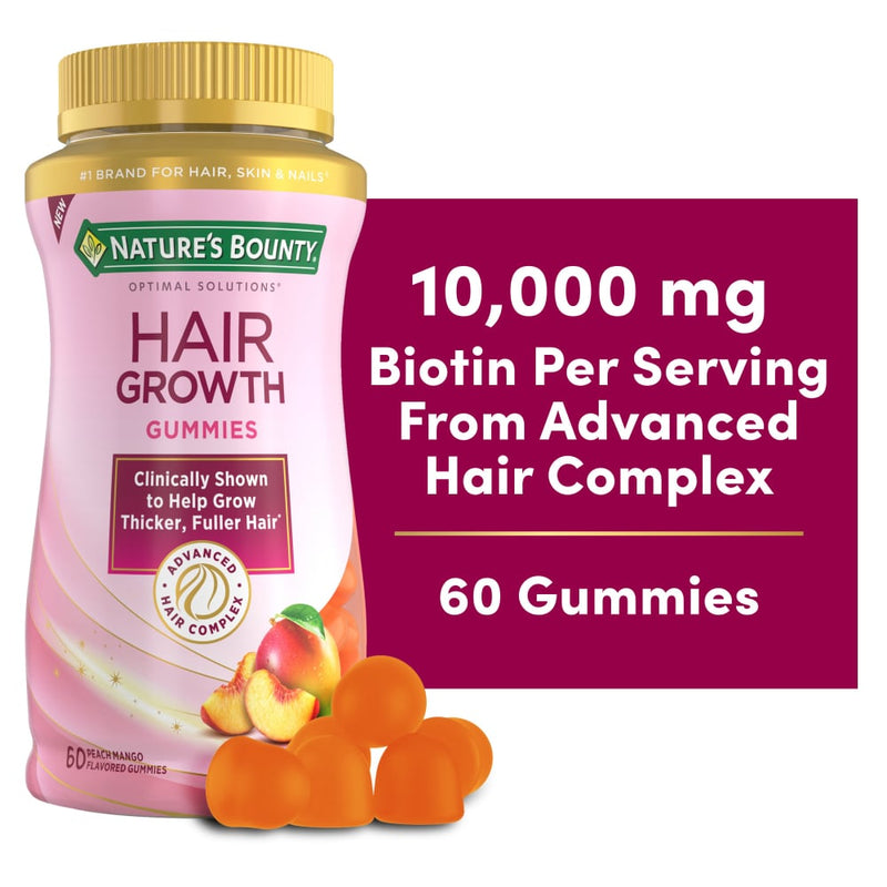 Nature's Bounty Nature's Bounty Optimal Solutions Hair Growth Gummies - Peach - 60ct Hair Loss Treatments White Smoke
