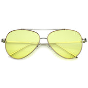 zeroUV Retro Color Tone Color Flat Lens Aviator Sunglasses A967 Sunglasses White Smoke Silver Yellow