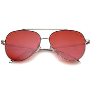 zeroUV Retro Color Tone Color Flat Lens Aviator Sunglasses A967 Sunglasses White Smoke Silver Red