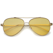zeroUV Retro Color Tone Color Flat Lens Aviator Sunglasses A967 Sunglasses White Smoke Gold Orange
