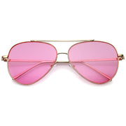 zeroUV Retro Color Tone Color Flat Lens Aviator Sunglasses A967 Sunglasses White Smoke Gold Pink