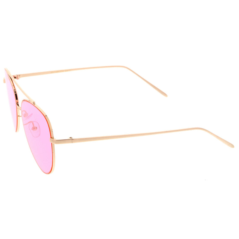 zeroUV Retro Color Tone Color Flat Lens Aviator Sunglasses A967 Sunglasses White Smoke Silver Yellow,Silver Red,Gold Orange,Gold Pink,Gold Blue,Gold Purple