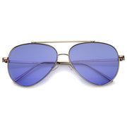 zeroUV Retro Color Tone Color Flat Lens Aviator Sunglasses A967 Sunglasses White Smoke Gold Blue