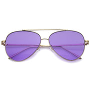 zeroUV Retro Color Tone Color Flat Lens Aviator Sunglasses A967 Sunglasses White Smoke Gold Purple