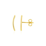 Bids.com 14k Yellow Gold Curve Climber Post Earrings Earrings White Smoke Yellow Gold