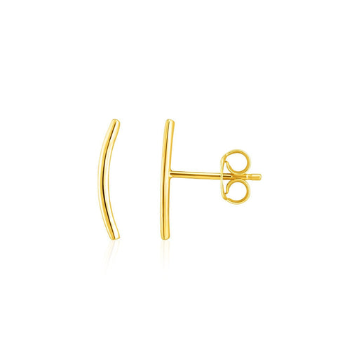 Bids.com 14k Yellow Gold Curve Climber Post Earrings Earrings White Smoke Yellow Gold