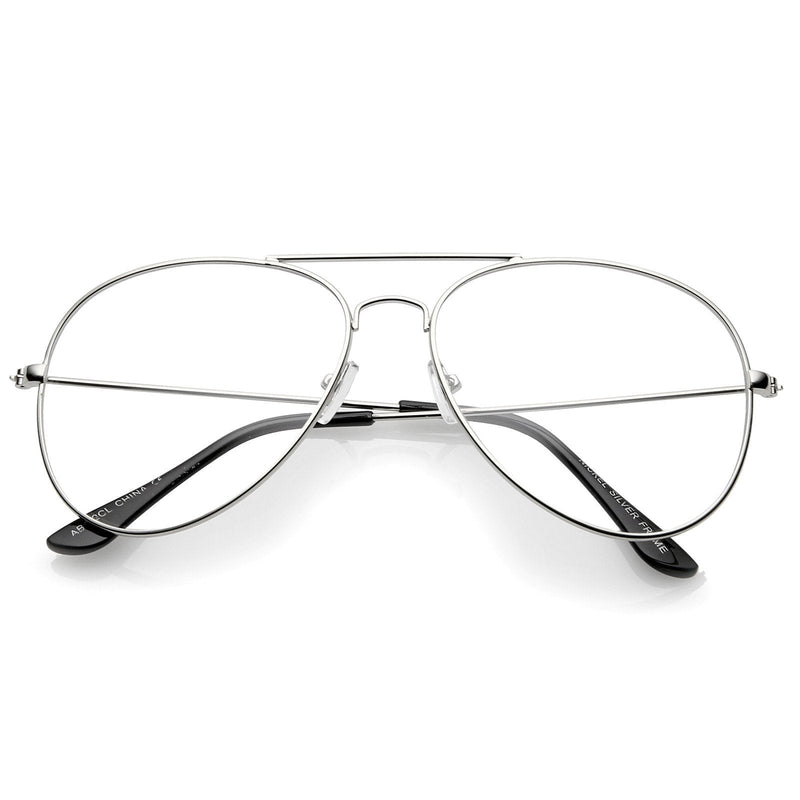 zeroUV Retro Full Metal Aviator Sunglasses With Clear Lenses Glasses 9591 Glasses White Smoke Silver Clear