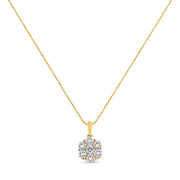Bids.com 14K Yellow Gold 2.00 Cttw Brilliant Round-Cut Diamond 7 Stone Flower Cluster 18" Pendant Necklace (H-I Color, SI2-I1 Clarity) Necklaces White Smoke Yellow.Gold / 18