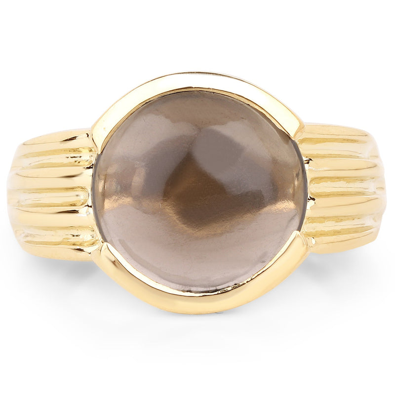 Bids.com 14K Yellow Gold Plated 4.89 Carat Genuine Smoky Quartz .925 Sterling Silver Ring Rings White Smoke size 6.00,size 7.00,size 8.00,size 9.00