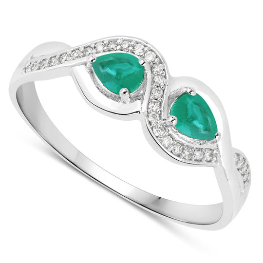 Bids.com 0.35 Carat Genuine Zambian Emerald and White Diamond 14K White Gold Ring Rings White Smoke size 7.00,size 5.00,size 6.00,size 8.00,size 9.00