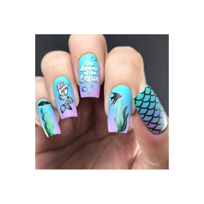 UberChic Beauty Mermaid Life Stamping Plate Dark Gray