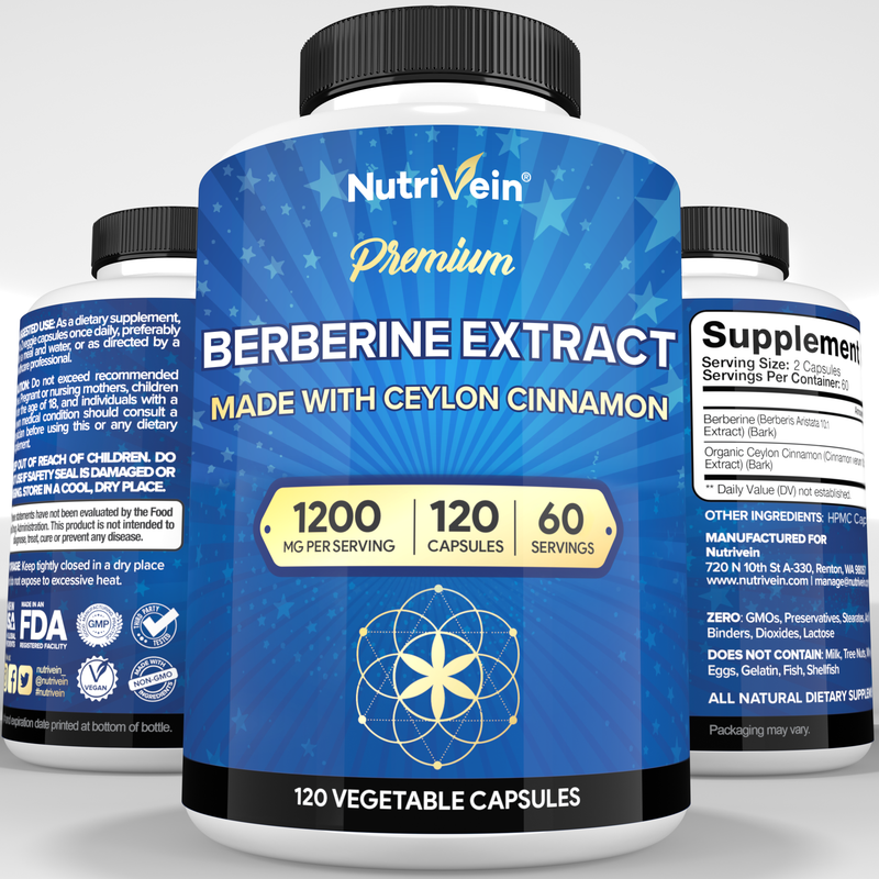 Nutrivein Nutrivein Premium Berberine 1200 mg with Ceylon Cinnamon - 120 Capsules GR-4L51-YC9A Lavender
