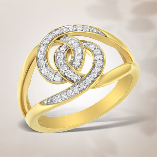 Bids.com 14K Yellow Gold Plated .925 Sterling Silver 1/4 Cttw Diamond Interlocking Loop Open Shank Bypass Ring (I-J Color, I1-I2 Clarity) - Size 7 Rings Light Gray 7 / Yellow.Sterling Silver,9 / Yellow.Sterling Silver,8 / Yellow.Sterling Silver,6 / Yellow.Sterling Silver