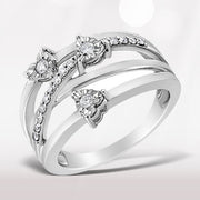 Bids.com .925 Sterling Silver 1/5 Cttw Miracle-Set Diamond Heart Cross-Over Bypass Ring (I-J Color, I2-I3 Clarity) - Size 7 Rings White Smoke 9 / White.Sterling Silver,8 / White.Sterling Silver,6 / White.Sterling Silver,7 / White.Sterling Silver