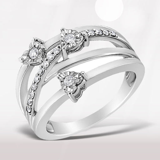 Bids.com .925 Sterling Silver 1/5 Cttw Miracle-Set Diamond Heart Cross-Over Bypass Ring (I-J Color, I2-I3 Clarity) - Size 7 Rings White Smoke 9 / White.Sterling Silver,8 / White.Sterling Silver,6 / White.Sterling Silver,7 / White.Sterling Silver