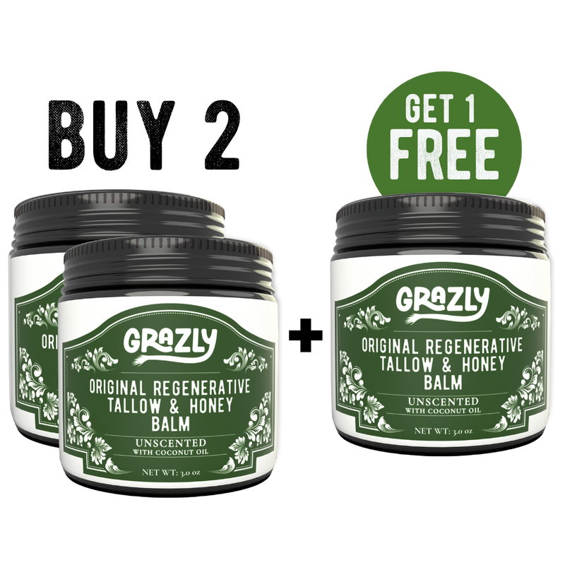 Grazly Original Tallow & Manuka Honey Balm Black With Coconut Oil / Buy 2 Get 1 Free