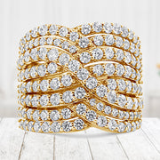 Bids.com 10K Yellow Gold 3.0 Cttw Diamond Eight-Row Bypass Crossover Statement Band Ring (H-I Color, I2-I3 Clarity) - Size 7 Rings Lavender 7 / Yellow.Gold,8 / Yellow.Gold,6 / Yellow.Gold,9 / Yellow.Gold,5 / Yellow.Gold